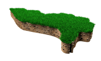 liechtenstein karte boden land geologie querschnitt mit grünem gras und felsen bodentextur 3d illustration png