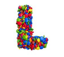 brev l av flerfärgad regnbåge godis festlig isolerat 3d illustration png