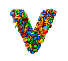 mot v de multicolore arc en ciel des sucreries de fête isolé 3d illustration png