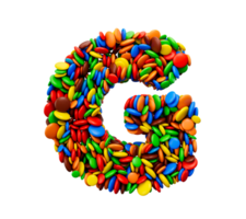 Letter G of multicolored rainbow candies Festive isolated 3d illustration png