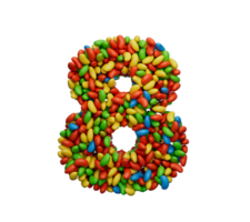 Digit 8 Colorful Jelly Beans Number 8 Rainbow Colourful candies jelly beans 3d illustration png