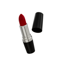 rood lippenstift in een zwart zilver geval voor lippenstift net zo een maken omhoog item . dichtbij omhoog, minimalisme stijl schot 3d illustratie png