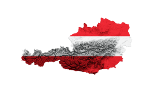 Österreich Karte Island Flagge schattiert Linderung Farbe Höhe Karte 3d Illustration png