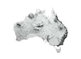 Australia Map Shaded relief Color Height map 3d illustration png