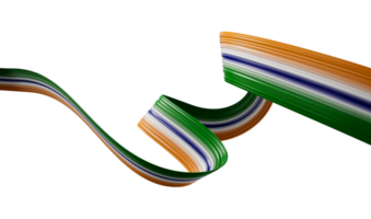 Abstract wavy ribbon with Indian national flag colors Modern minimal 3d illustration png