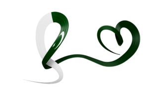 Herzförmiges Wellenband der pakistanischen Flagge. 3D-Darstellung png