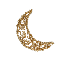 media luna hecha con pequeñas bolas doradas ilustración 3d png