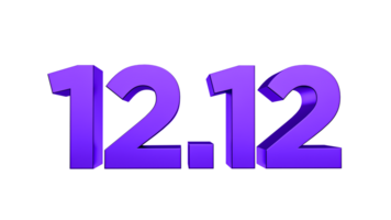 12.12 Shopping day sale. Global shopping world day Sale purple 3d text sales online. 3d illustration png