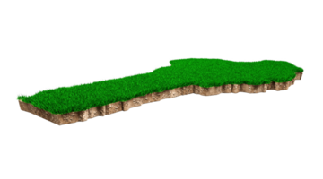 Benin Map soil land geology cross section with green grass and Rock ground texture 3d illustration png