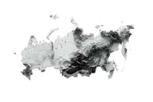 Russia. Shaded relief map of Russian Federation 3d illustration png