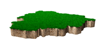 Andorra Map soil land geology cross section with green grass and Rock ground texture 3d illustration png