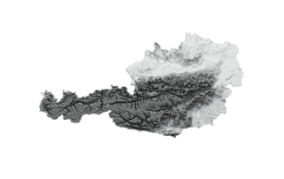 L'Autriche carte Islande drapeau ombragé le soulagement noir et blanc Couleur la taille carte 3d illustration png