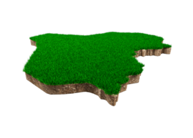 Iraq Map soil land geology cross section with green grass and Rock ground texture 3d illustration png