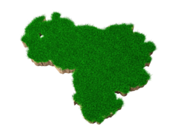 carte du venezuela coupe transversale de la géologie des sols avec de l'herbe verte et de la texture du sol rocheux illustration 3d png