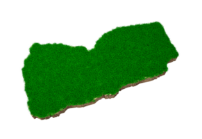 Yemen Map soil land geology cross section with green grass and Rock ground texture 3d illustration png