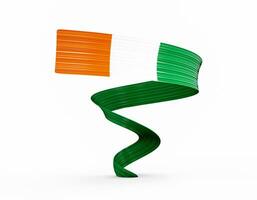 3d Flag Of Ivory Coast 3d Waving Flag Ribbon Isolated On White Background, 3d Illustration photo