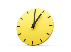 3d Simple Yellow Round Wall Clock 1 O'Clock One O'clock On White Background 3d illustration photo