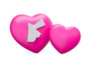 3d Shiny Pink Hearts With 3d White Map Of Jordan Isolated On White Background, 3d illustration photo