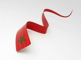 3d Flag Of Morocco 3d Wavy Shiny Morocco Ribbon Isolated On White Background 3d Illustration photo