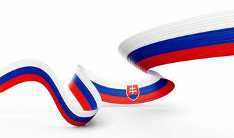 3d Flag Of Slovakia 3d Wavy Shiny Slovakia Ribbon Isolated On White Background 3d Illustration photo