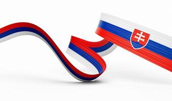 3d Flag Of Slovakia 3d Wavy Shiny Slovakia Ribbon Isolated On White Background 3d Illustration photo