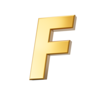 d'or alphabet F, 3d d'or des lettres Nombres 3d illustration png