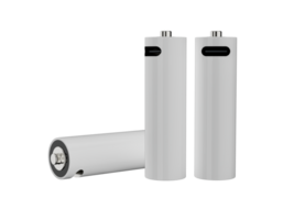 aa-batterijen mock-up geïsoleerde oplaadbare batterij usb type c opladen 3d illustratie png