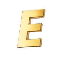 d'oro alfabeto e, 3d d'oro lettere numeri 3d illustrazione png