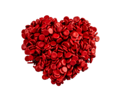 Red blood cells in Shape of heart 3d illustration png