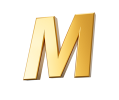 d'or alphabet m 3d d'or des lettres Nombres 3d illustration png