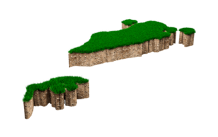 Bahrein kaart bodem land geologie dwarsdoorsnede met groen gras en rotsgrond textuur 3d illustratie png