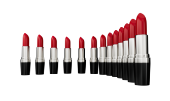 Beautiful lipsticks on black Group Lipstick Shades background 3d illustration png