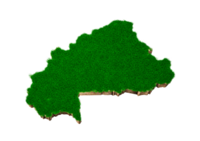 Burkina Faso Map soil land geology cross section with green grass and Rock ground texture 3d illustration png