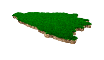 Bosnia and Herzegovina Map soil land geology cross section with green grass and Rock ground texture 3d illustration png