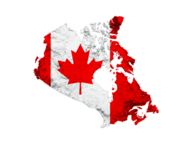 Canadá mapa con el bandera colores rojo y blanco sombreado alivio mapa 3d ilustración png