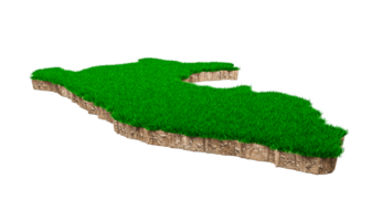 carte du pérou coupe transversale de la géologie des sols avec de l'herbe verte et de la texture du sol rocheux illustration 3d png