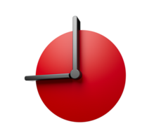 9 heures horloge rouge isolée sur fond blanc horloge 3d minimale illustration 3d png