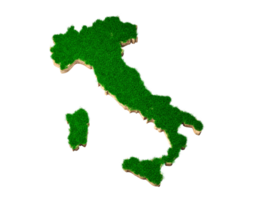 Italië kaart bodem land geologie dwarsdoorsnede met groen gras en rotsgrond textuur 3d illustratie png