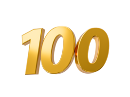 100 Prozent aus auf Verkauf. Gold Prozent 100 Jahrestag Feier 3d golden Zahlen 3d Illustration png