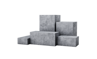 5 minimaal leeg podium Product presentatie beton podium staan vijf producten voetstuk 3d illustratie png