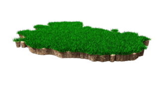 carte de l'islande coupe transversale de la géologie des sols avec de l'herbe verte et de la texture du sol rocheux illustration 3d png