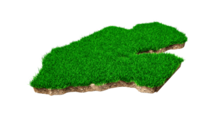 Djibouti Map soil land geology cross section with green grass and Rock ground texture 3d illustration png