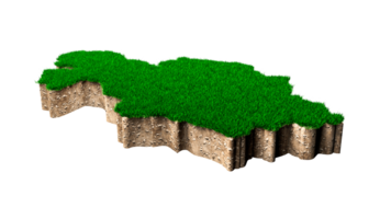 Kazakhstan Map soil land geology cross section with green grass and Rock ground texture 3d illustration png