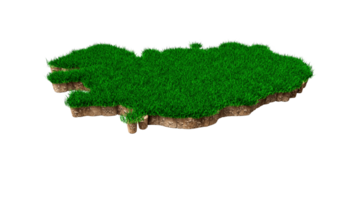 carte de l'islande coupe transversale de la géologie des sols avec de l'herbe verte et de la texture du sol rocheux illustration 3d png