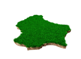 luxemburg kaart bodem land geologie dwarsdoorsnede met groen gras en rotsgrond textuur 3d illustratie png