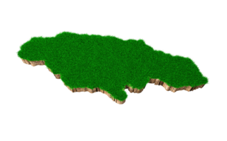 carte de la jamaïque coupe transversale de la géologie des sols avec de l'herbe verte et de la texture du sol rocheux illustration 3d png