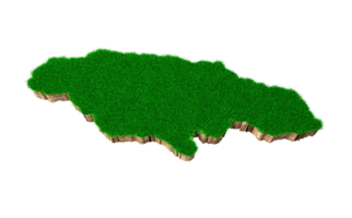 Jamaica Map soil land geology cross section with green grass and Rock ground texture 3d illustration png