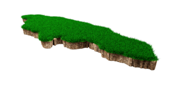 carte de la jamaïque coupe transversale de la géologie des sols avec de l'herbe verte et de la texture du sol rocheux illustration 3d png