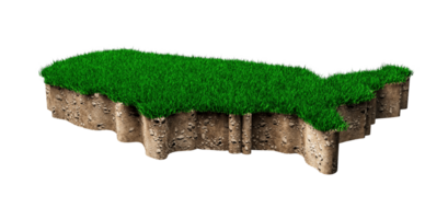 usa karta jord mark geologi tvärsnitt med grönt gräs och sten marken textur 3d illustration png