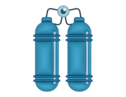 3d two blue oxygen cylinders on a transparent background png